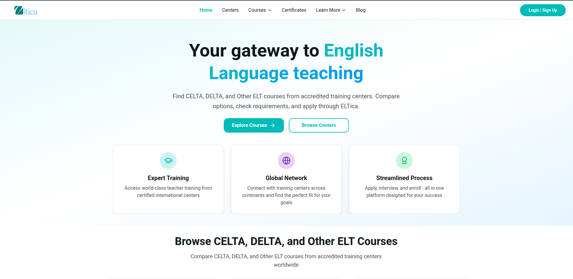 ELTica homepage preview