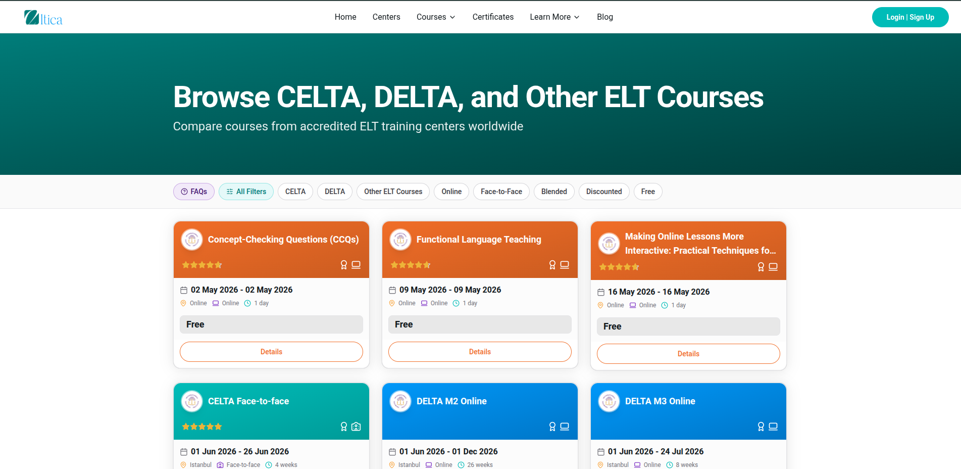 ELTica courses area preview